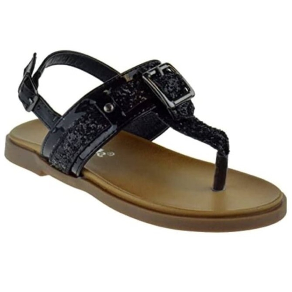 Black Sequin Kids Sandals